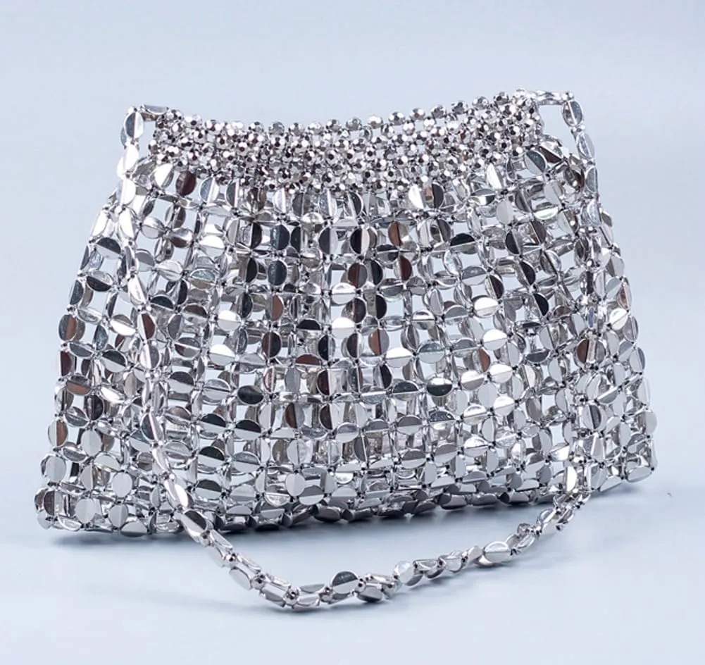 Womens Glossy Beaded Acrylic Shoulder Crossbody Bag Y2k Evening Handmade Dumpling Purses Handbag Clutch for Party