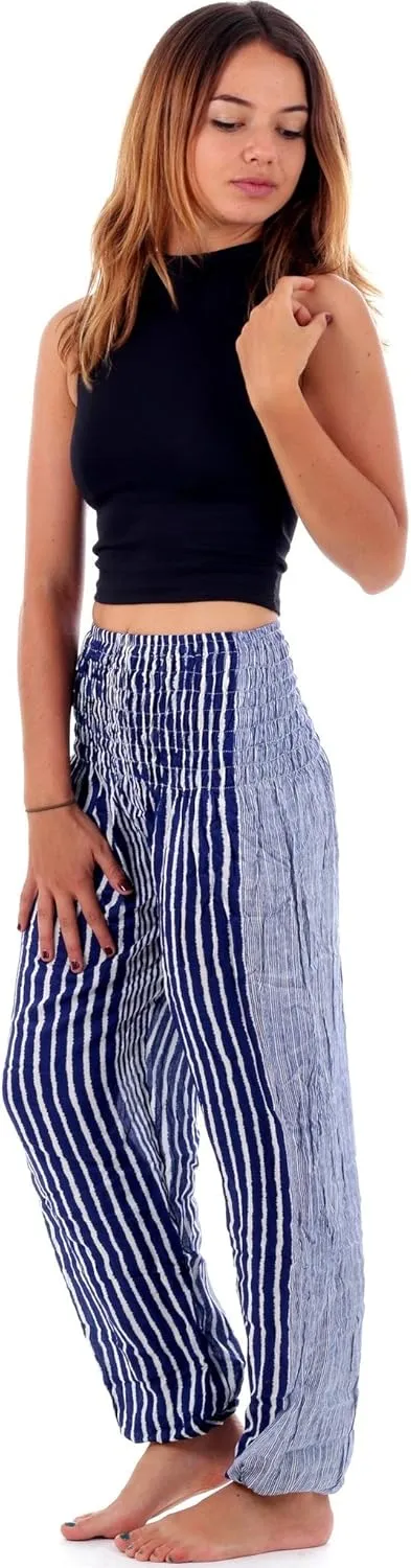 Womens Harem Pants with Stripes (Fits US 0 to 12) - Hippie Bohemian Striped Pants - 6 COLORS AVAILABLE