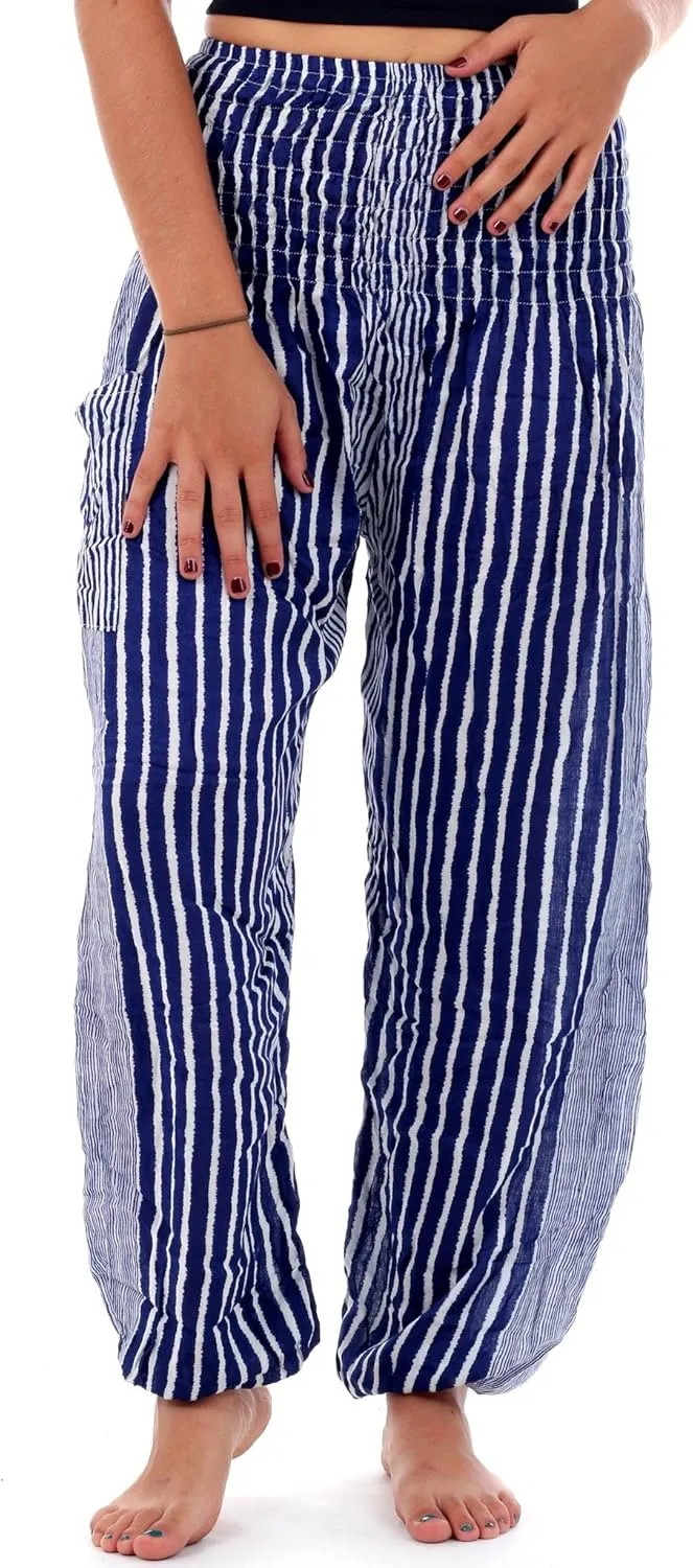 Womens Harem Pants with Stripes (Fits US 0 to 12) - Hippie Bohemian Striped Pants - 6 COLORS AVAILABLE