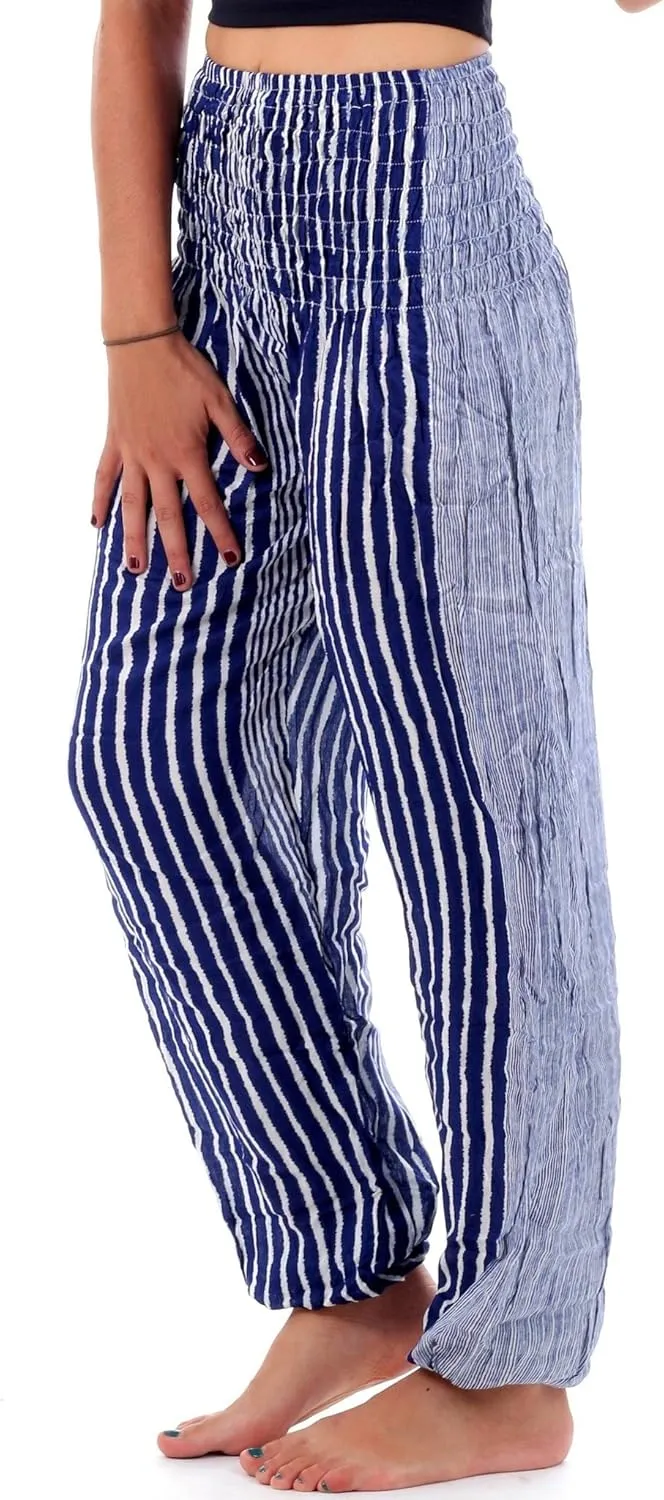 Womens Harem Pants with Stripes (Fits US 0 to 12) - Hippie Bohemian Striped Pants - 6 COLORS AVAILABLE