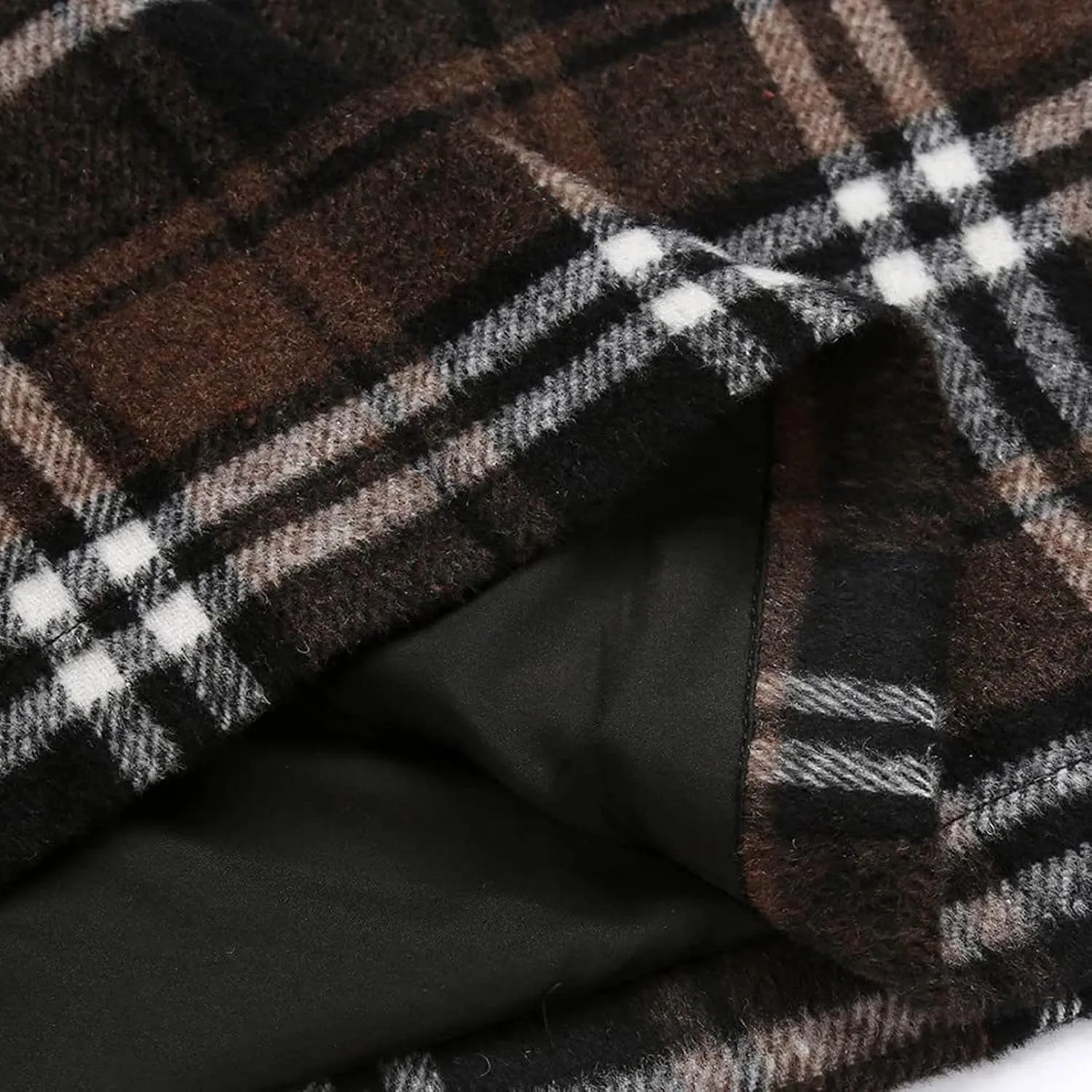 Womens High Waist Plaid Skirt Bodycon Pencil Wool Mini Skirts Fall Winter Casual Slim Xmas Hip-Covering Skirt