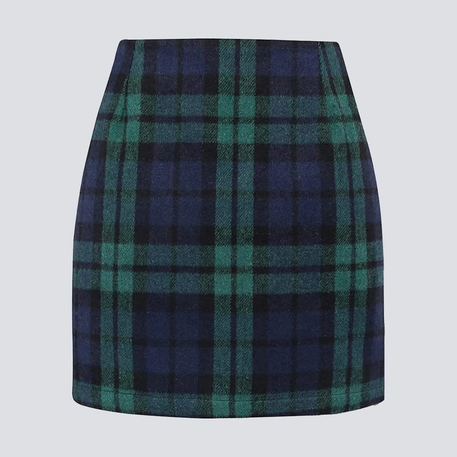 Womens High Waist Plaid Skirt Bodycon Pencil Wool Mini Skirts Fall Winter Casual Slim Xmas Hip-Covering Skirt