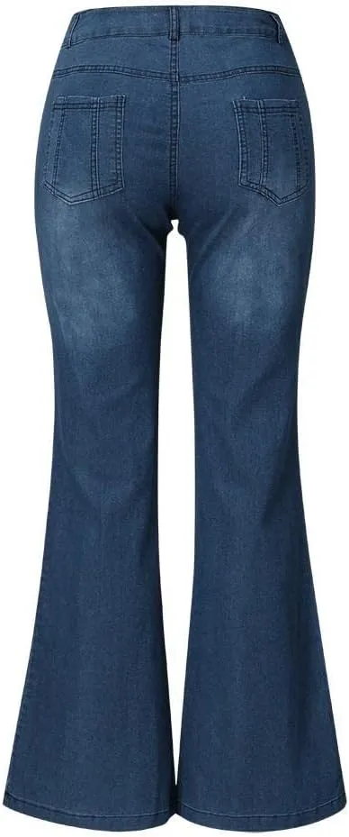Womens High Waist Vintage Pants Casual Straight Leg Baggy Trousers Casual Loose Wide Leg Floral Print Jeans Streetwear