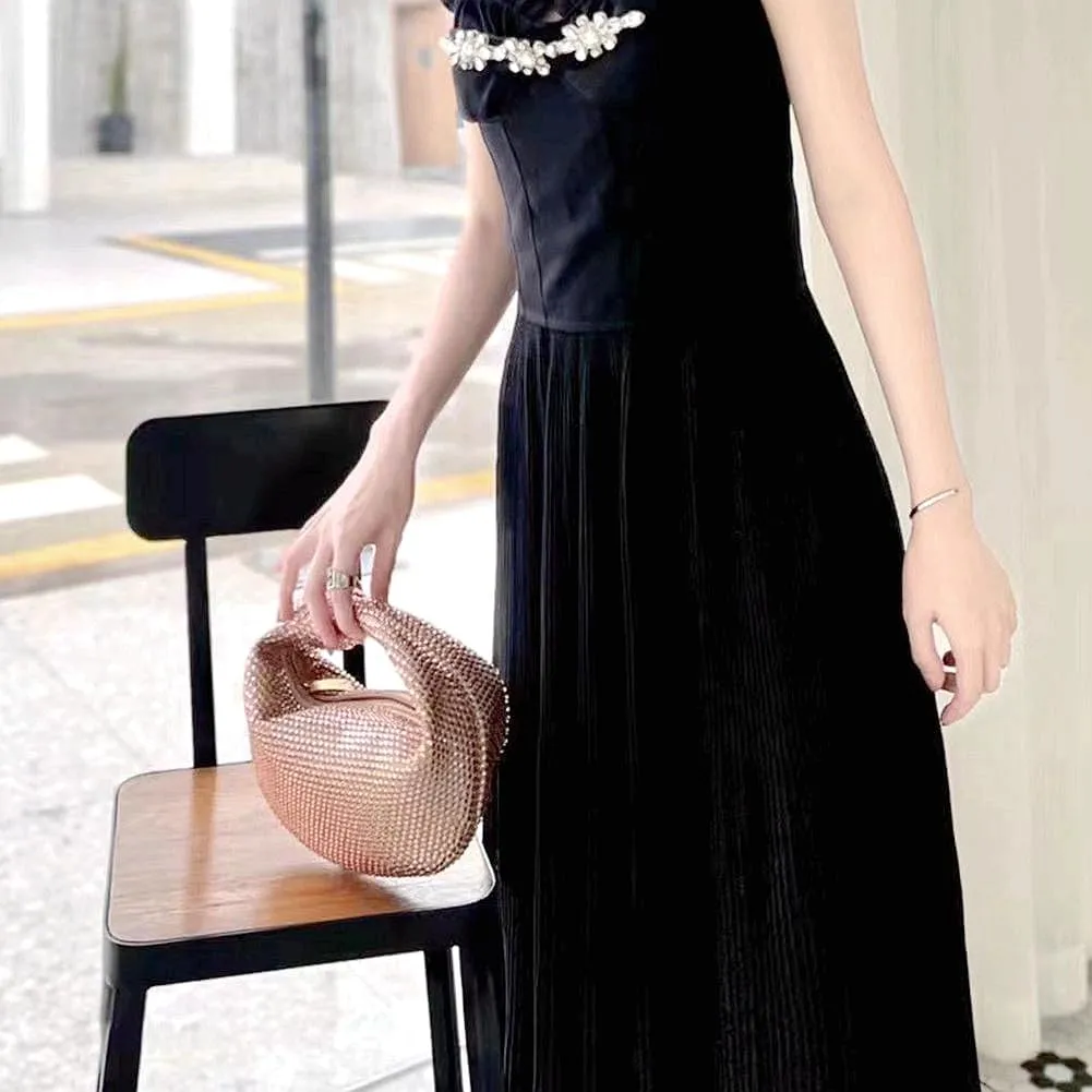 Women's Knotted Rhinestone Evening Bag Sparkly Crystal Clutch Glitter Knotted Handbag Diamond Hobo Dumpling Purses