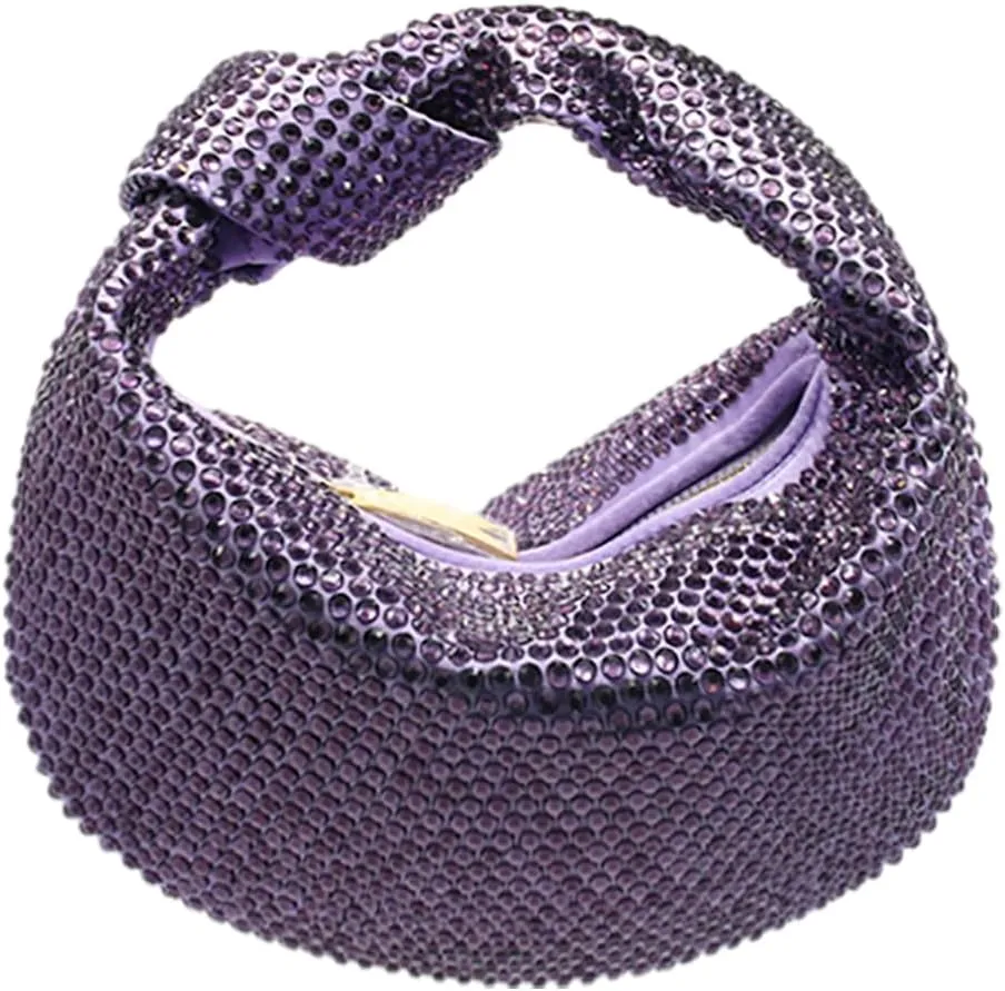 Women's Knotted Rhinestone Evening Bag Sparkly Crystal Clutch Glitter Knotted Handbag Diamond Hobo Dumpling Purses