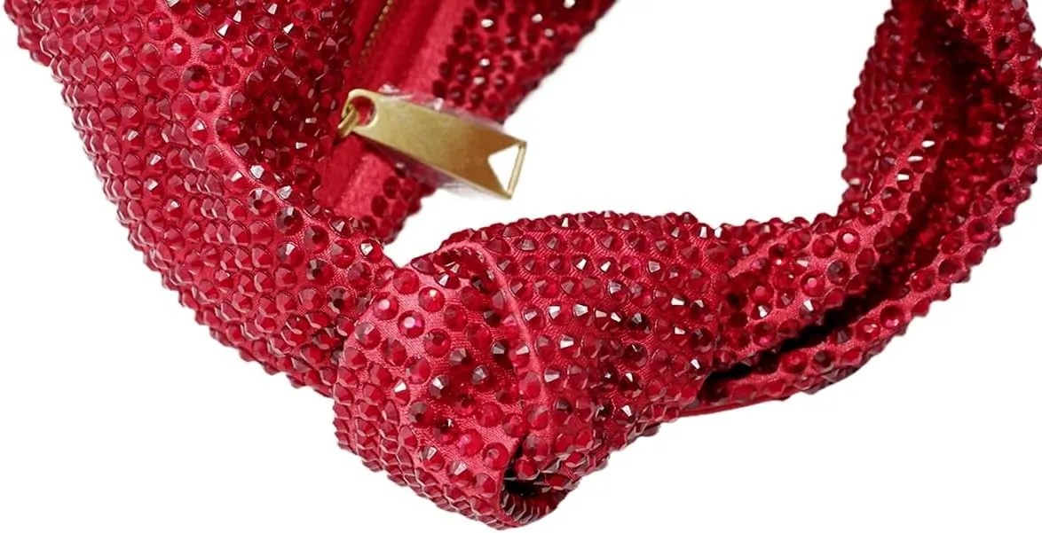 Women's Knotted Rhinestone Evening Bag Sparkly Crystal Clutch Glitter Knotted Handbag Diamond Hobo Dumpling Purses