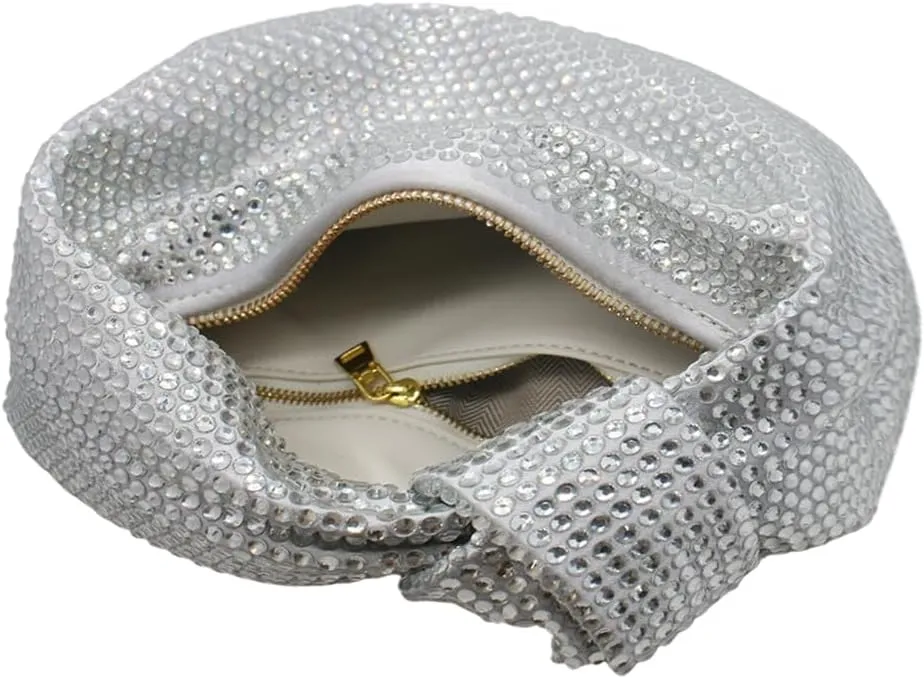 Women's Knotted Rhinestone Evening Bag Sparkly Crystal Clutch Glitter Knotted Handbag Diamond Hobo Dumpling Purses