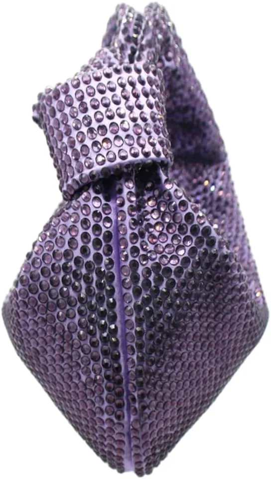 Women's Knotted Rhinestone Evening Bag Sparkly Crystal Clutch Glitter Knotted Handbag Diamond Hobo Dumpling Purses
