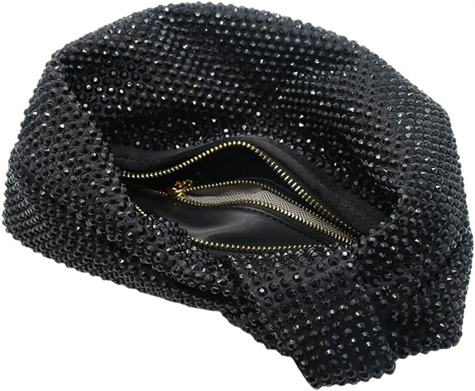 Women's Knotted Rhinestone Evening Bag Sparkly Crystal Clutch Glitter Knotted Handbag Diamond Hobo Dumpling Purses