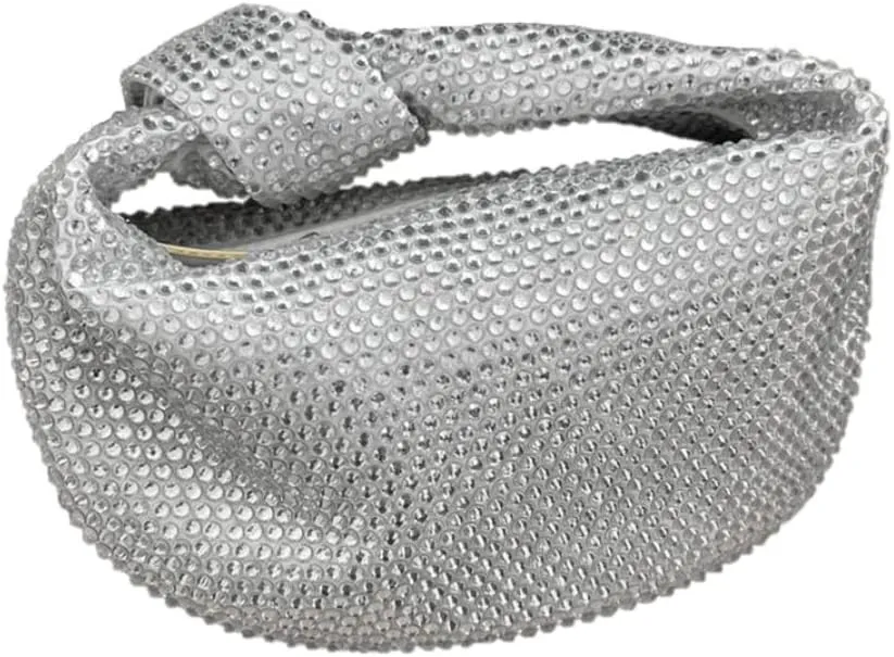 Women's Knotted Rhinestone Evening Bag Sparkly Crystal Clutch Glitter Knotted Handbag Diamond Hobo Dumpling Purses