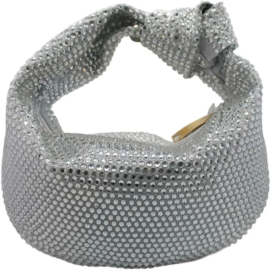 Women's Knotted Rhinestone Evening Bag Sparkly Crystal Clutch Glitter Knotted Handbag Diamond Hobo Dumpling Purses