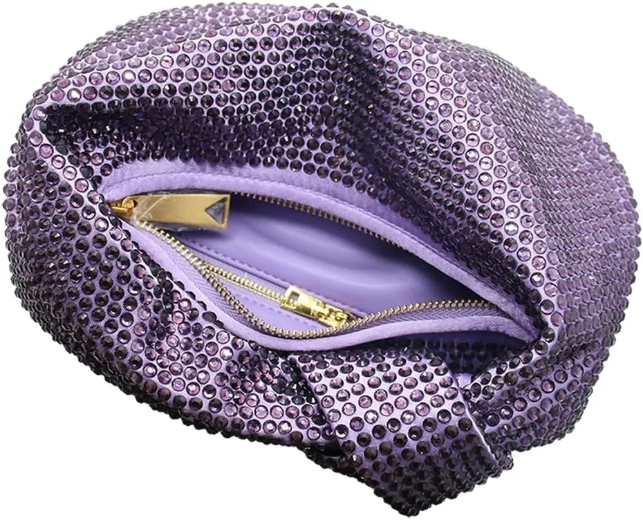 Women's Knotted Rhinestone Evening Bag Sparkly Crystal Clutch Glitter Knotted Handbag Diamond Hobo Dumpling Purses