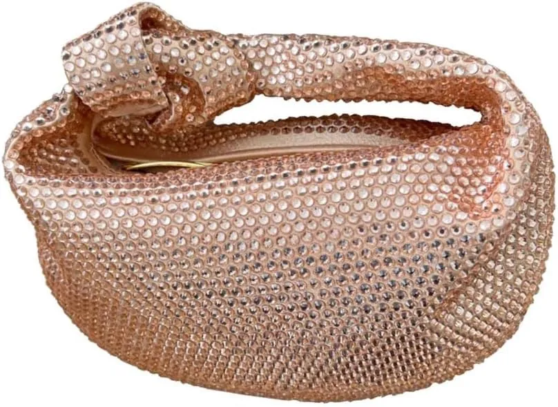 Women's Knotted Rhinestone Evening Bag Sparkly Crystal Clutch Glitter Knotted Handbag Diamond Hobo Dumpling Purses