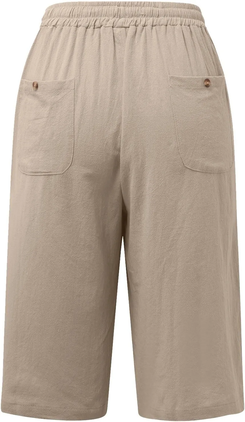 Women's Linen Summer Floral Palazzo Pants Elastic Waisted Baggy Stretchy Slim-Fit Pants Office