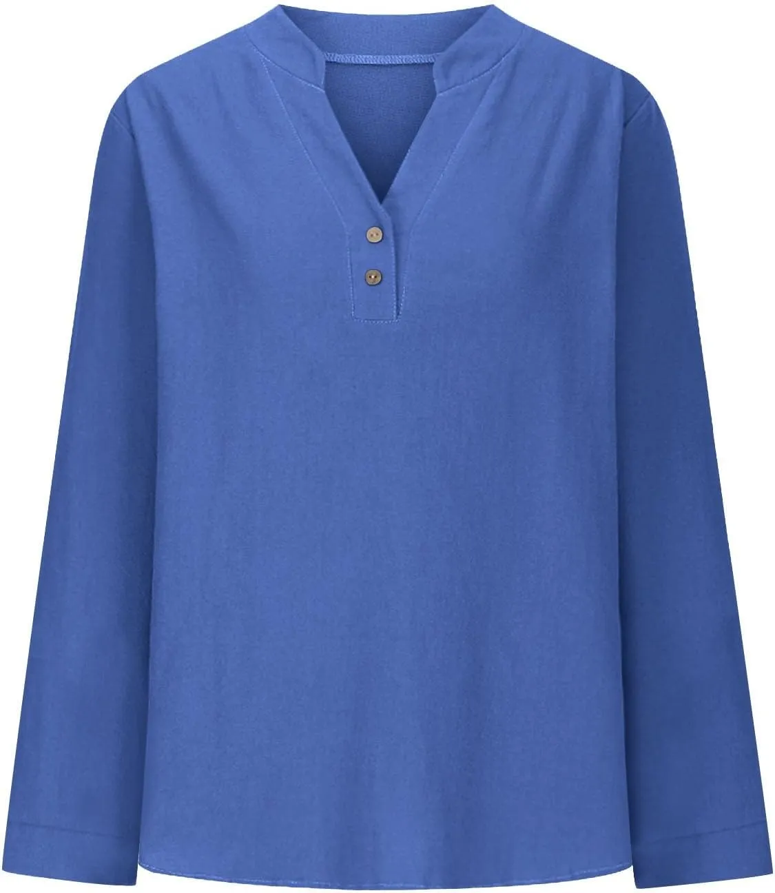 Women's Long Sleeve T Shirts Button Down V Neck Tunic Classic Loose Fit Blouses 2024 Fall Trendy Casual Daily Tops