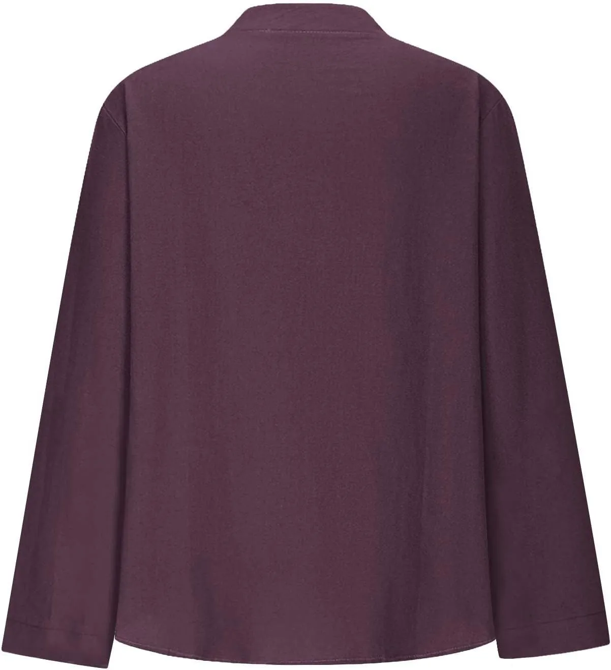 Women's Long Sleeve T Shirts Button Down V Neck Tunic Classic Loose Fit Blouses 2024 Fall Trendy Casual Daily Tops