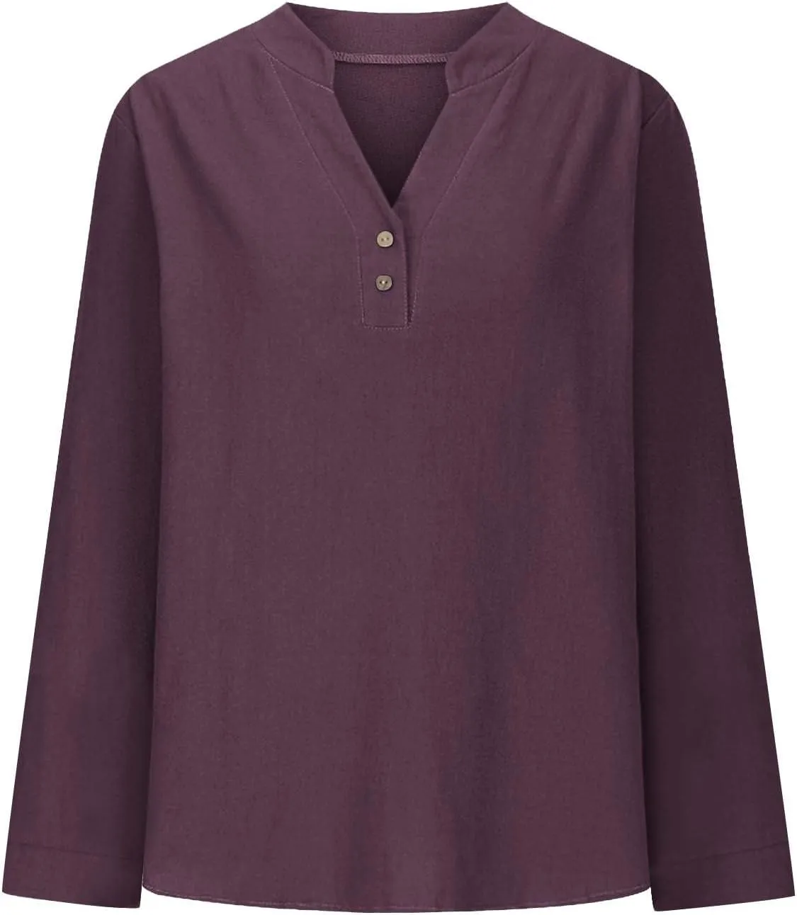 Women's Long Sleeve T Shirts Button Down V Neck Tunic Classic Loose Fit Blouses 2024 Fall Trendy Casual Daily Tops
