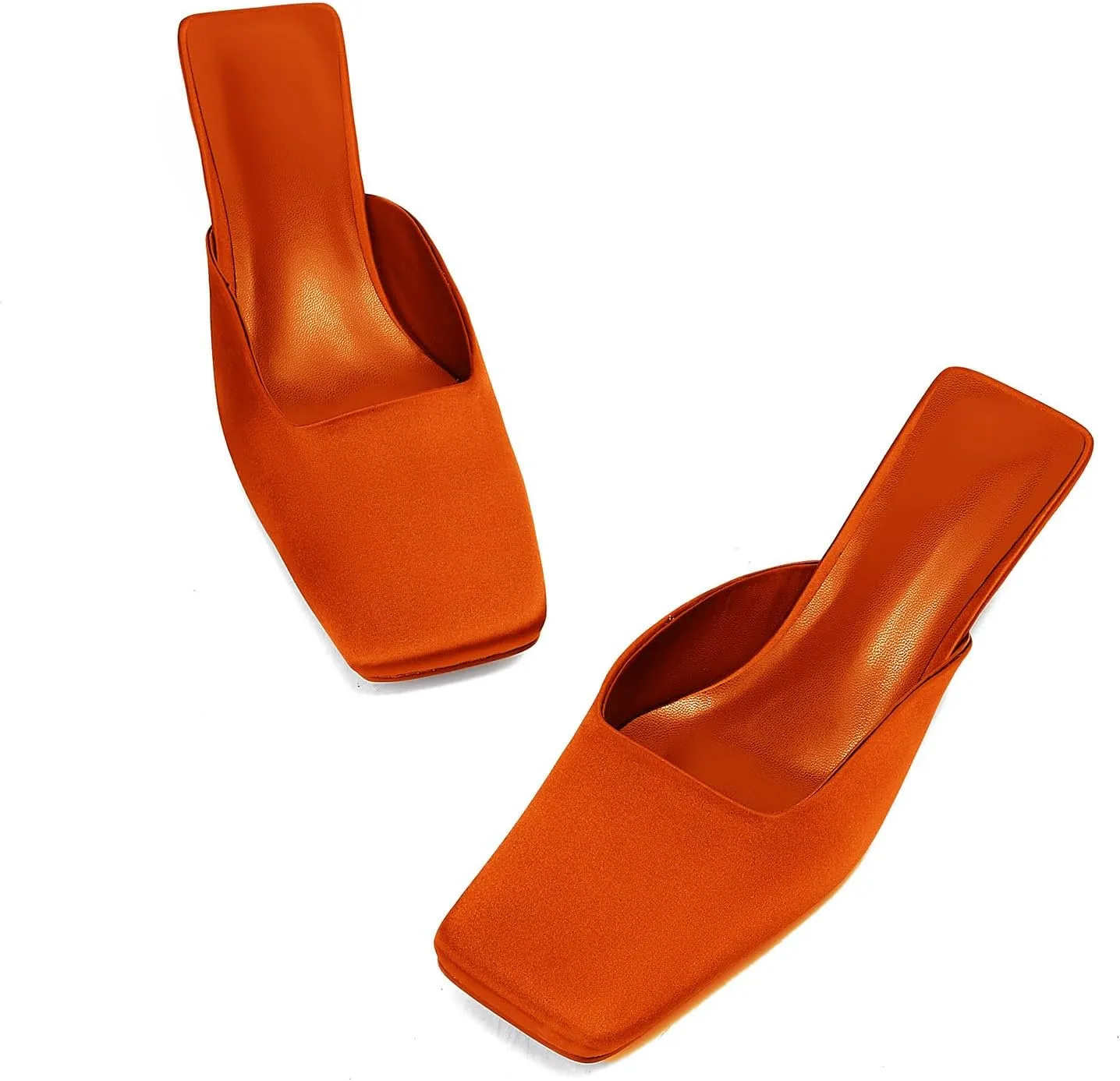 Women's Mules Low Heels Square Closed Toe Heel Comfortable Slip On Sandals Backless Dress Shoes
