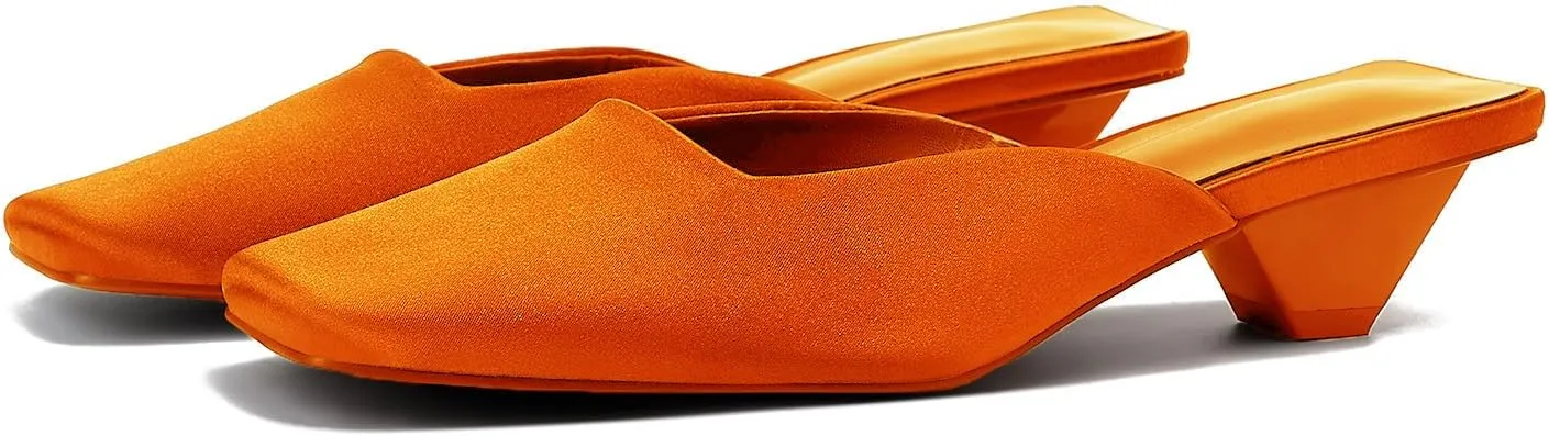 Women's Mules Low Heels Square Closed Toe Heel Comfortable Slip On Sandals Backless Dress Shoes