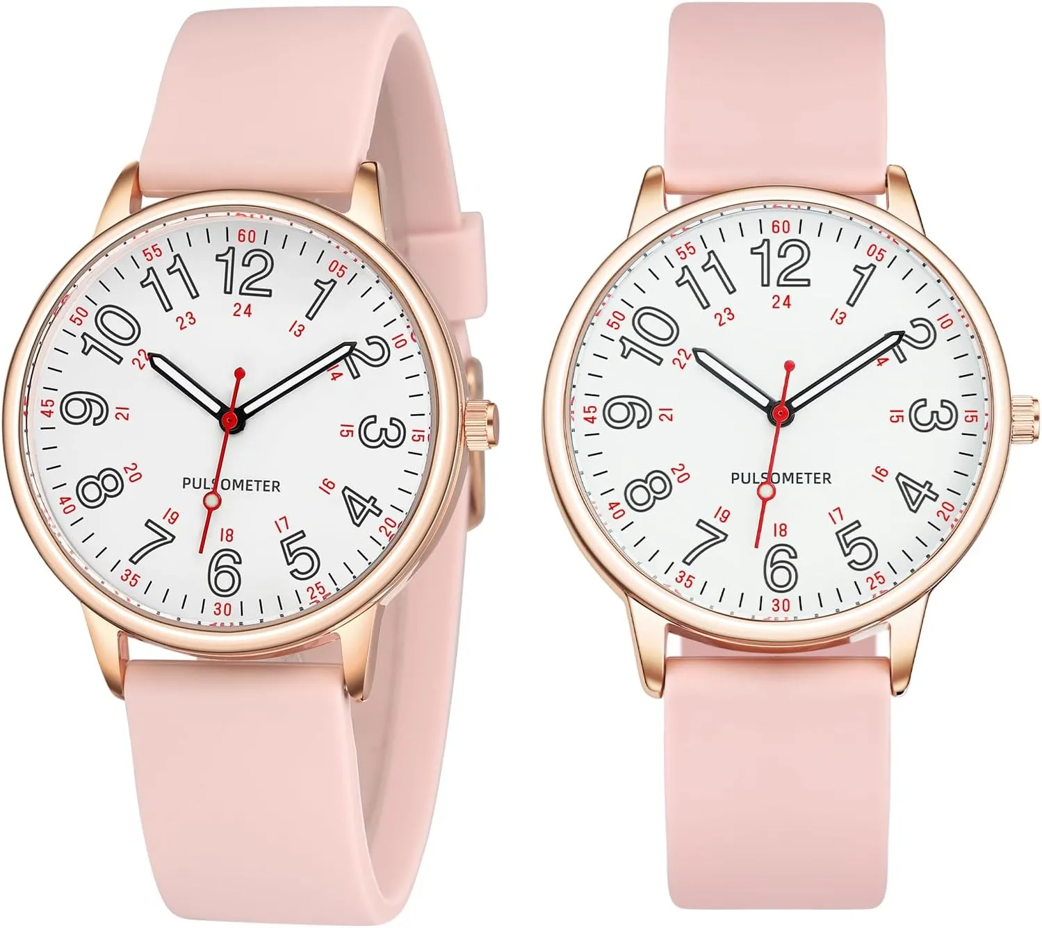 Women's Nurse Watch Easy to Read Quartz Women's Watch 24Hour Daily Waterproof Analog Wrist Watches Silicone Soft Strap