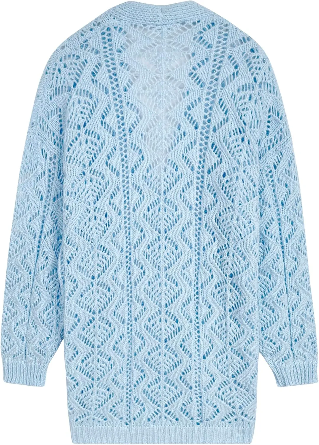 Womens Oversized Cute Crochet Chunky Knit Long Cardigan Fall 2024 Sexy Hollow Out Open Front Sweater Cardigans