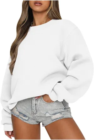 Womens Oversized Sweatshirts Hoodies Fleece Crew Neck Pullover Sweaters Casual Comfy Fall Fashion Outfits Clothes 2024