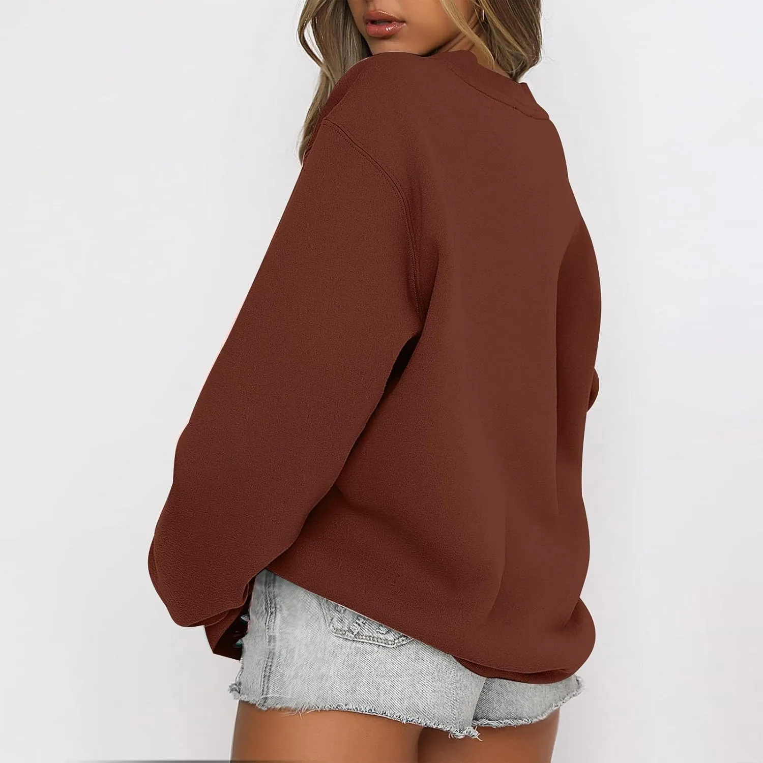 Womens Oversized Sweatshirts Hoodies Fleece Crew Neck Pullover Sweaters Casual Comfy Fall Fashion Outfits Clothes 2024