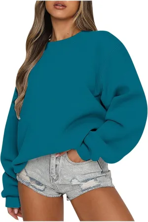 Womens Oversized Sweatshirts Hoodies Fleece Crewneck Pullover Sweater Casual Comfy Fall Fashion Outfits Clothes 2024