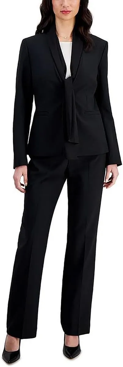 Women's Petite Scarf Collar Jacket & Side Zip Pant