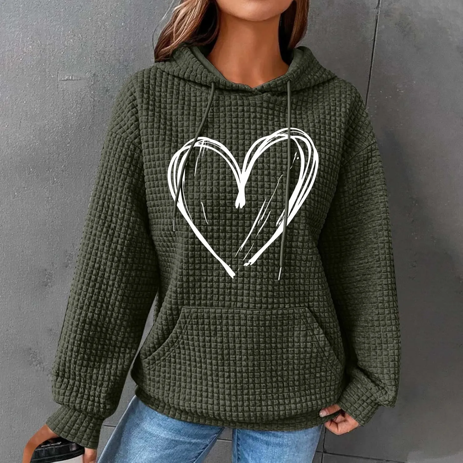Women's Printed Oversized Hoodies Pullover Sweatshirts, 2024 Outfits Lose Basic Comfy Pullover Sweaters