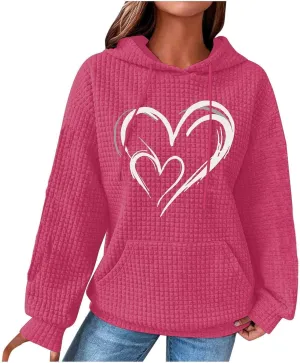 Women's Printed Oversized Hoodies Pullover Sweatshirts, 2024 Outfits Lose Basic Comfy Pullover Sweaters