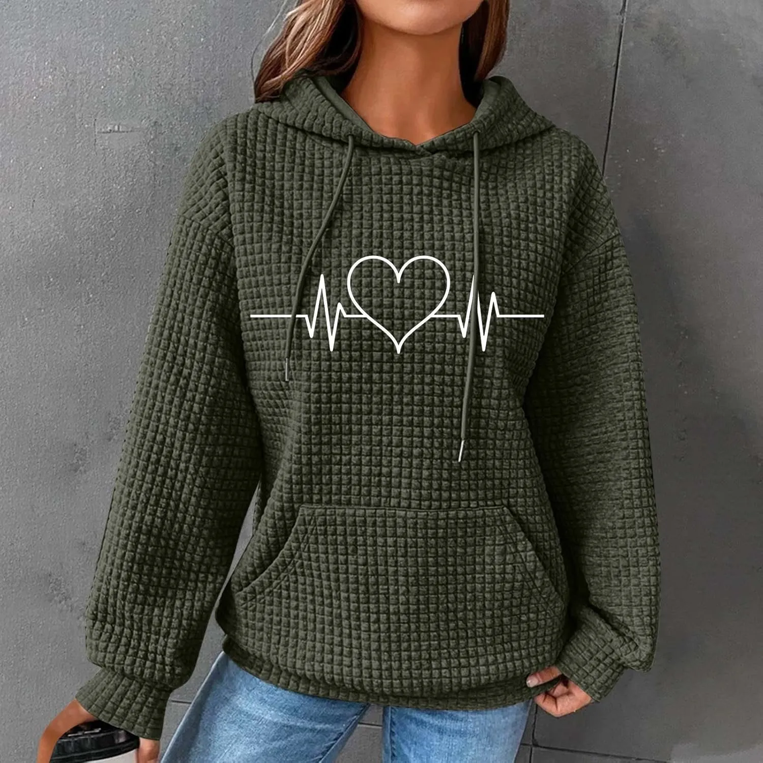Women's Printed Oversized Hoodies Pullover Sweatshirts, 2024 Outfits Lose Basic Comfy Pullover Sweaters