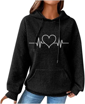 Women's Printed Oversized Hoodies Pullover Sweatshirts, 2024 Outfits Lose Basic Comfy Pullover Sweaters