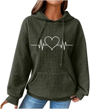 Women's Printed Oversized Hoodies Pullover Sweatshirts, 2024 Outfits Lose Basic Comfy Pullover Sweaters