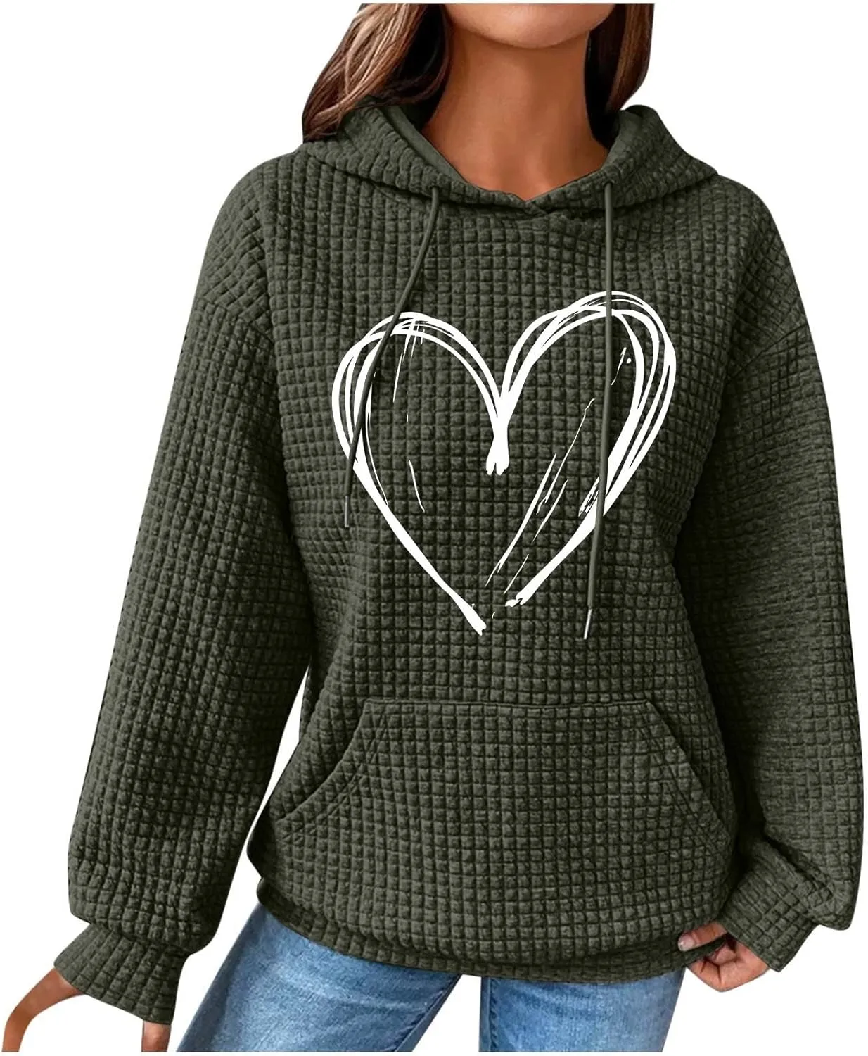 Women's Printed Oversized Hoodies Pullover Sweatshirts, 2024 Outfits Lose Basic Comfy Pullover Sweaters