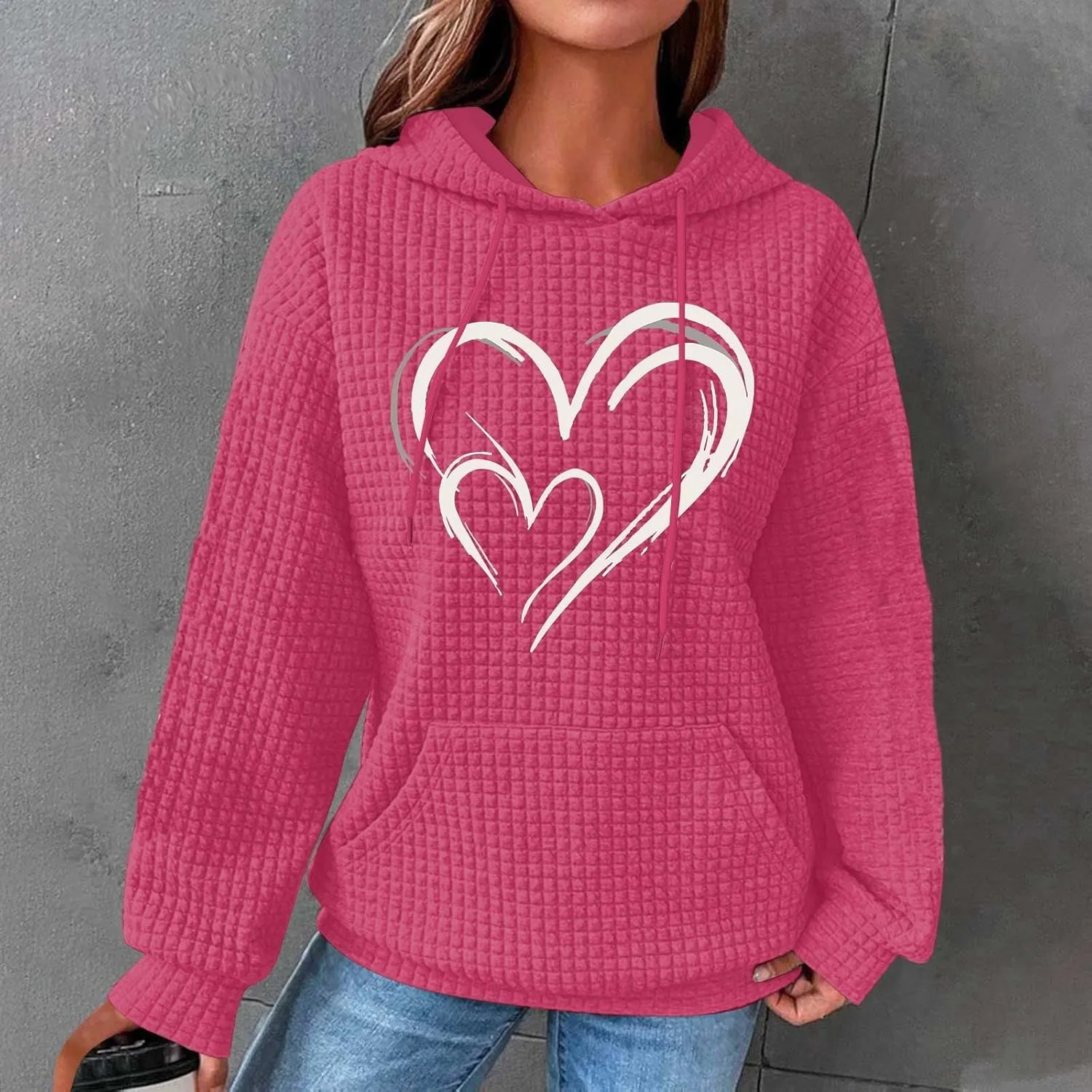 Women's Printed Oversized Hoodies Pullover Sweatshirts, 2024 Outfits Lose Basic Comfy Pullover Sweaters