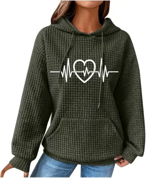 Women's Printed Oversized Hoodies Pullover Sweatshirts, 2024 Outfits Lose Basic Comfy Pullover Sweaters
