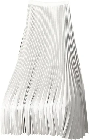 Women's Satin Pleated Skirt Elastic Waist Solid Color Maxi Skirts Plus Size Loose Elegant Long Skirt Casual Skirt