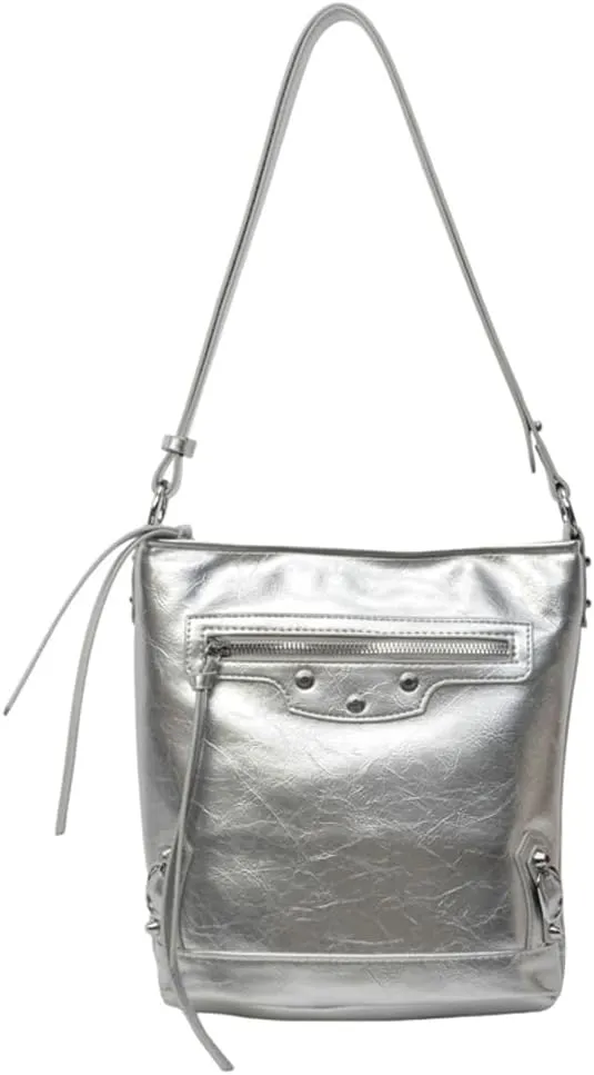 Womens Shoulder Crossbody Bag Vegan Leather Purse Y2k Large Bucket Handbag Zipper Tote Top Handle Satchel