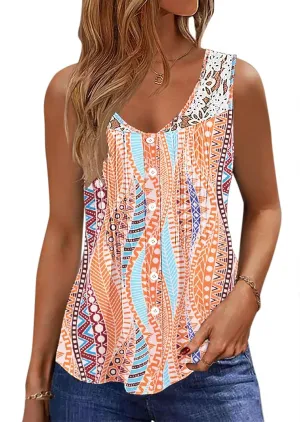 Womens Tank Tops Dressy Casual Summer Lace Sleeveless V Neck Tee Shirts Pleated Front Button Blouses