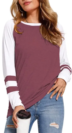 Womens Tops Long Sleeve Shirts for Women Casual Loose Tees Classic Tshirts Fall Clothes
