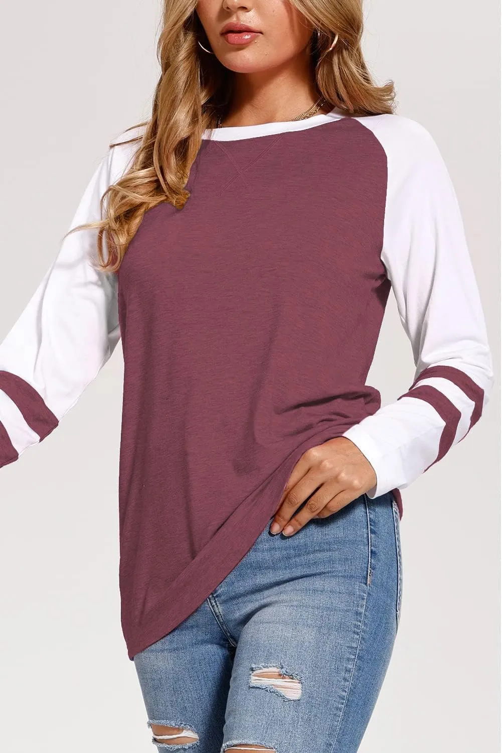 Womens Tops Long Sleeve Shirts for Women Casual Loose Tees Classic Tshirts Fall Clothes