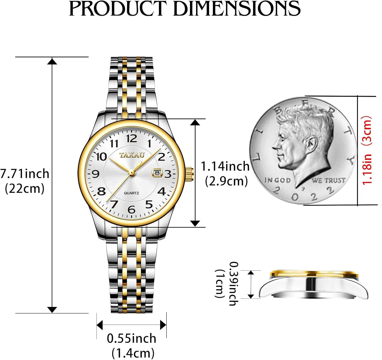 Women's Watches Roman Numeral Diamond Stainless Steel Waterproof Watches for Women with Date Day Women Wristwatch