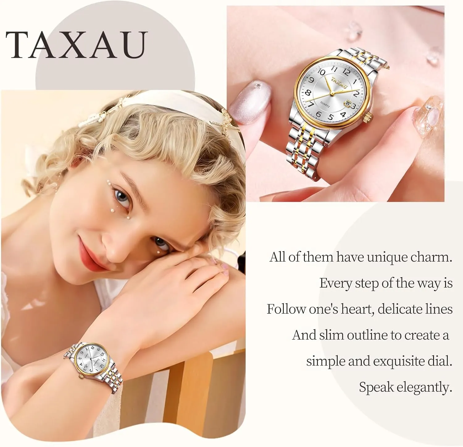 Women's Watches Roman Numeral Diamond Stainless Steel Waterproof Watches for Women with Date Day Women Wristwatch