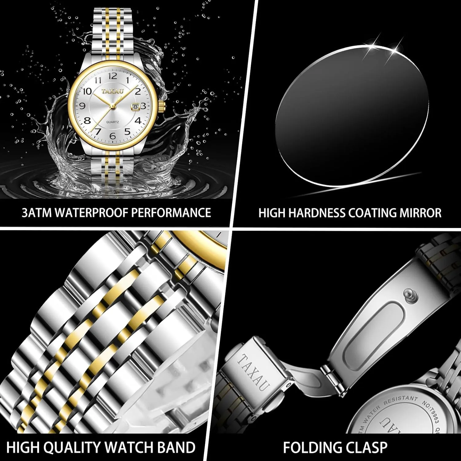 Women's Watches Roman Numeral Diamond Stainless Steel Waterproof Watches for Women with Date Day Women Wristwatch