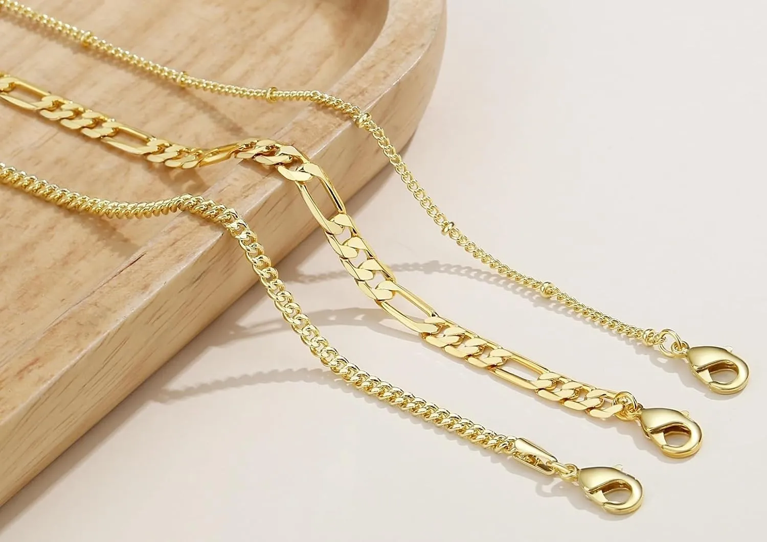 XIANNVXI Gold Anklets for Women 3Pcs Anklet Jewelry Waterproof 14K Gold Ankle Stack Anklet for Women Waterproof Gold Summer Bracelets Non Tarnish Cuban Link Anklets
