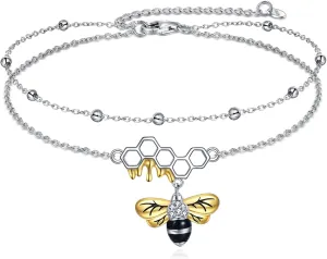 YAFEINI Anklet Bracelets for Women Girls Sterling Silver Hummingbird/Dragonfly/Butterfly Link Chain Anklets Jewelry Gifts