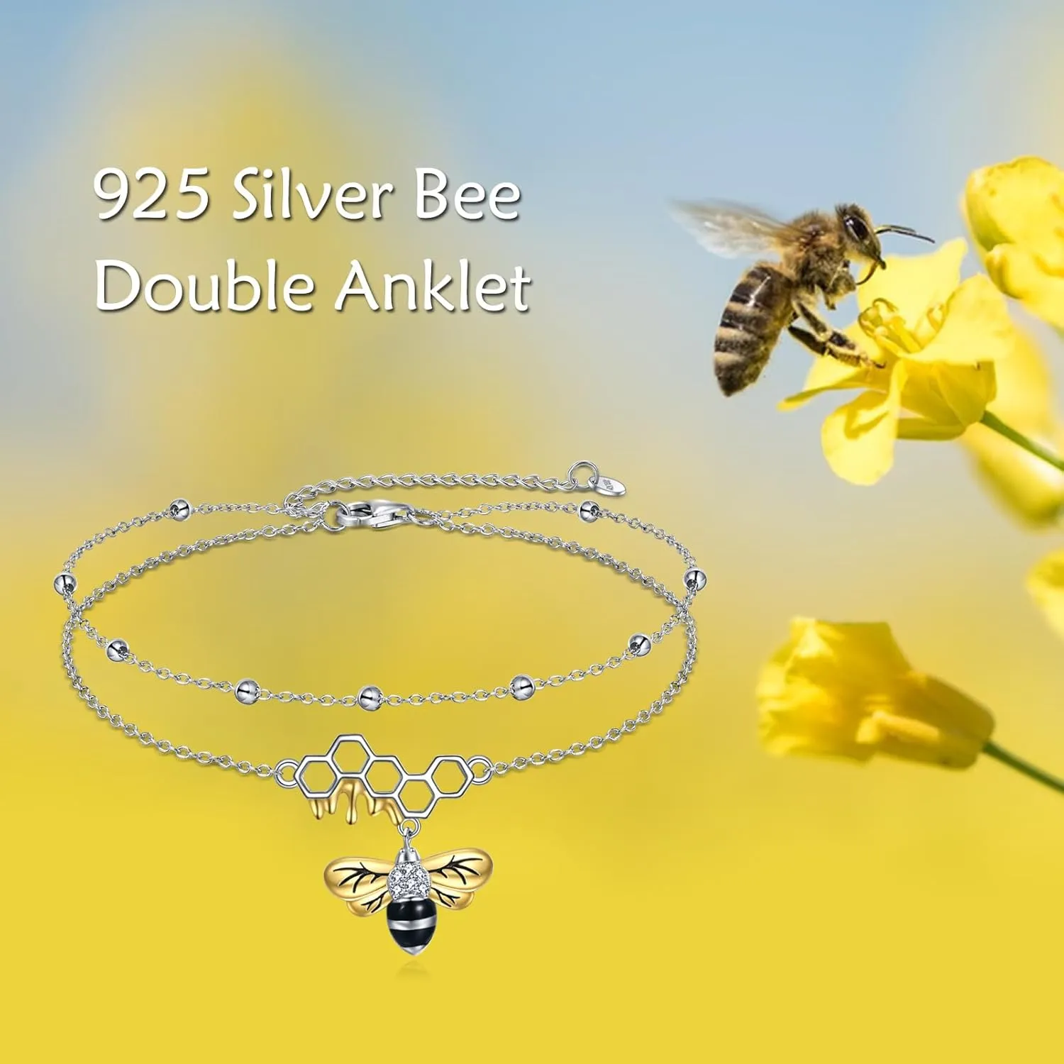 YAFEINI Anklet Bracelets for Women Girls Sterling Silver Hummingbird/Dragonfly/Butterfly Link Chain Anklets Jewelry Gifts