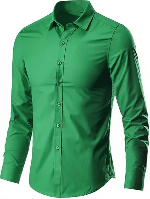 Ymosrh Men's Casual Button-Down Shirts Sleeve Shirt Easy Iron Slim Fit Wrinkle Free Perfect Business Casual Shirts