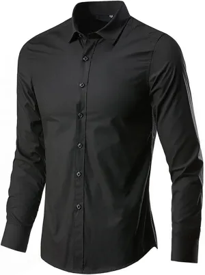 Ymosrh Men's Casual Button-Down Shirts Sleeve Shirt Easy Iron Slim Fit Wrinkle Free Perfect Business Casual Shirts
